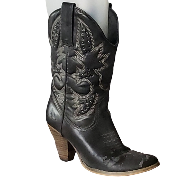 Very Volatile | Denver Cowgirl Boots Black/Grey Women's Size 8.5 - Picture 2 of 15